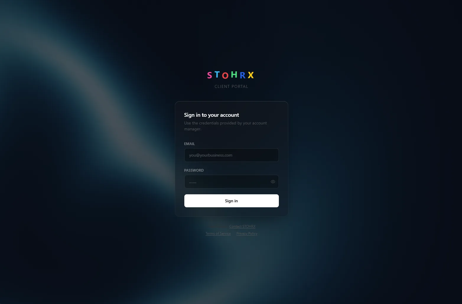 Dashboard sign-in screen